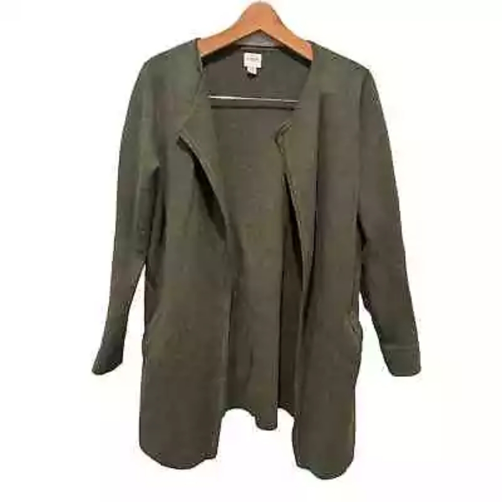 J. Crew Factory Vanessa Long Sleeve Open Front Sweater Jacket Olive Green Womens